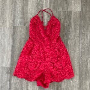 NBD Red Lace Romper